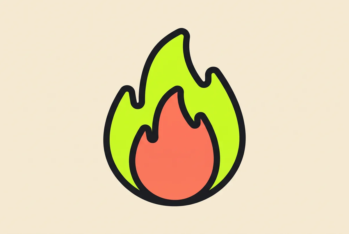 A flame, the streak symbol that daily games use to mark consecutive days played.